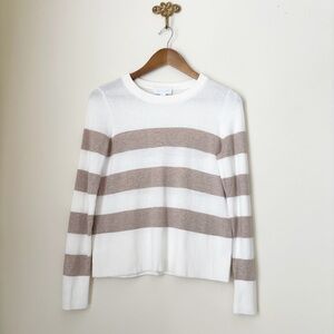 The White Company Breton Stripe Jumper Sweater Sz 4 Tan White